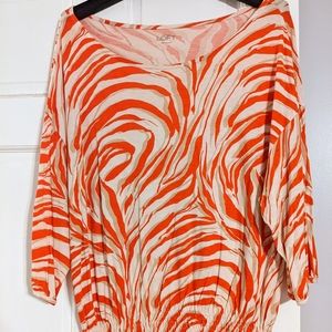 Ann Taylor Loft, 3/4 sleeve, Size L, Zebra Print Top